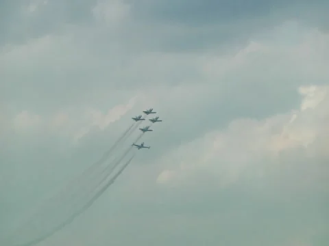 Jets flying in formation Stock Footage 45665227