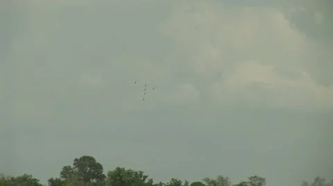 JETS FLYING TOWARD YOU WITH JET TRAILS &amp; SEPERATE Stock Footage 49361689