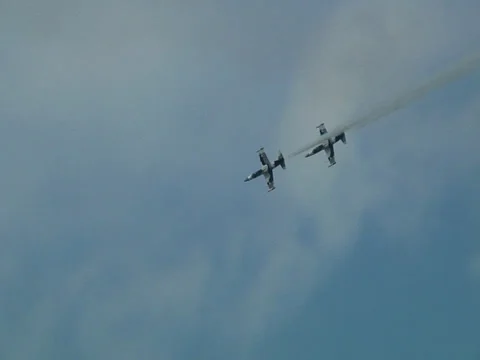 Jets performing in an airshow 01 Stock Footage 25158555