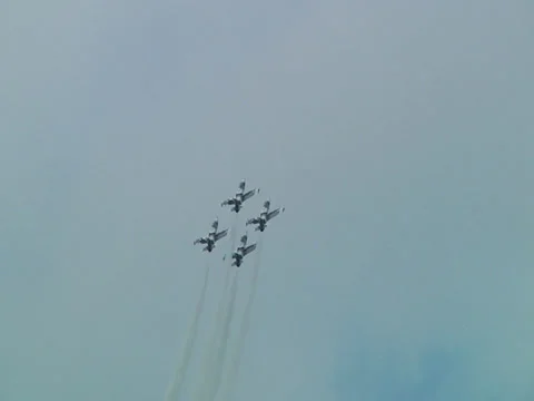 Jets performing in an airshow 03 Stock Footage 25158833