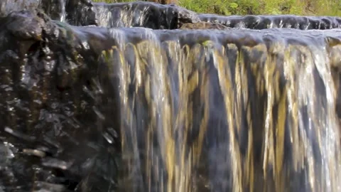 Jets of water fall from waterfall landscape freshness wild 스톡 동영상 139240041