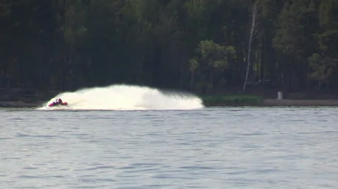 Jetski crazy ride over river Stock Footage 38644542