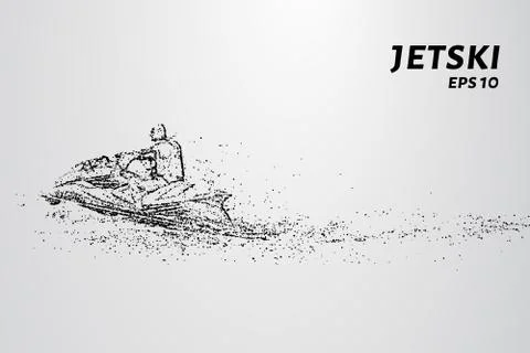 Jetski of particles. The waves rushing jetski. Stock Illustration