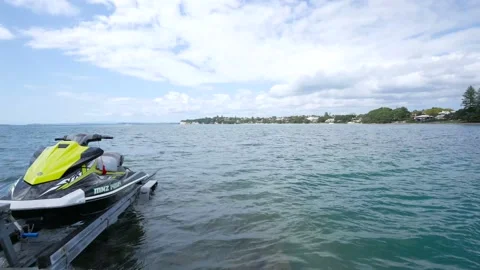 Jetski ready to launch epitomises the expectation of a great day on the water Stock Footage 232742648
