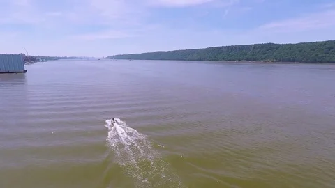 Jetski on a River Stock Footage 76893301