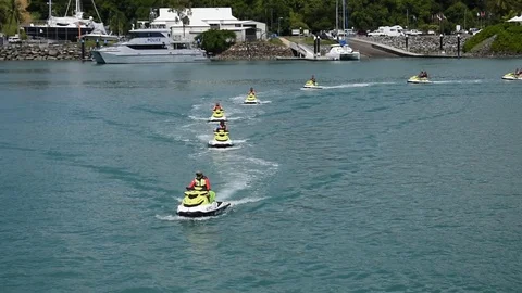 Jetski seadoo in formation Stock Footage 104888982