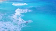 Jetskis In Crystal Clear Blue Water By Aerial Drone Stock Footage