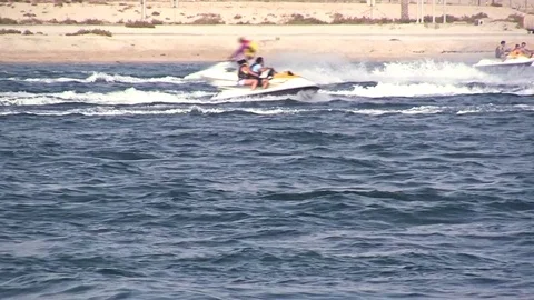 Jetskis at a lake Stock Footage 74625696