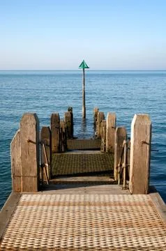 A jetty in aberystwyth at low tide. Stockfoto's