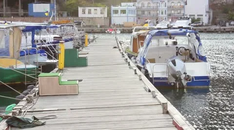 Jetty with boats Stock Footage 8850542