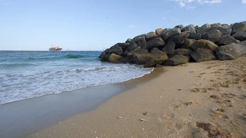 Jetty at the coastline Stock Footage 94645866