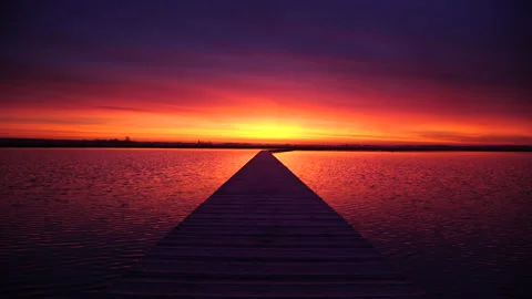 Jetty at dawn Stock Footage 133000076