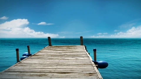 Jetty facing out to a rather nice caribbean sea Stock Footage 93781907
