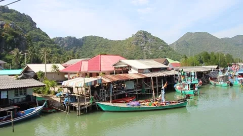 Jetty Fish Famous Local Old Market Prachuap Khiri Khan Thailand Stock Footage 130893036