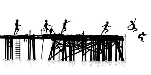 Jetty kids Stock-Illustration