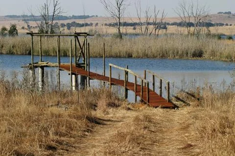 Jetty at the lake Foto stock