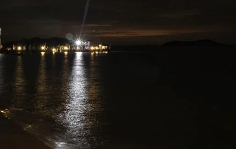 Jetty at night 스톡 사진