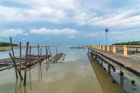 A jetty reflected Stock Photos