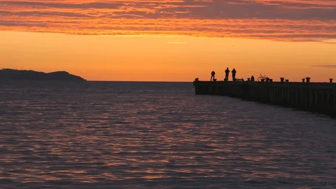 Jetty at sunset Stock Footage 106517656