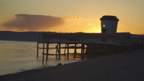 Jetty at Sunset Stock Footage 154667067
