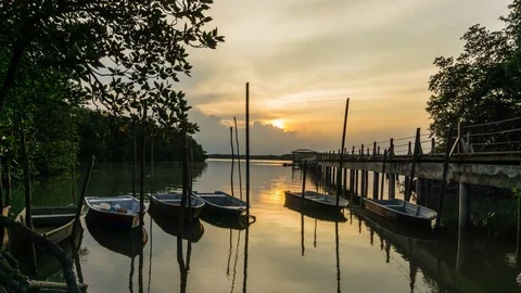 Jetty Sunset Over Ocean Stock Footage 77027031