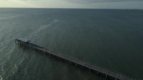Jetty on a winters day drone 4k Stock Footage 285287853