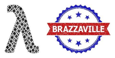 Jevel Collage Lambda Greek Lowercase Letter Icon and Grunge Bicolor Brazzaville Stock Illustration