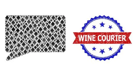 Jevel Composition Chat Message Icon and Distress Bicolor Wine Courier Stamp Stock Illustration