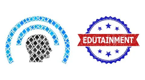 Jevel Composition Psi Waves Icon and Grunge Bicolor Edutainment Stamp Stock Illustration