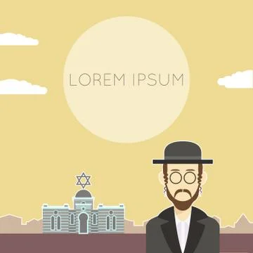 Jew flat banner3 Stock Illustration