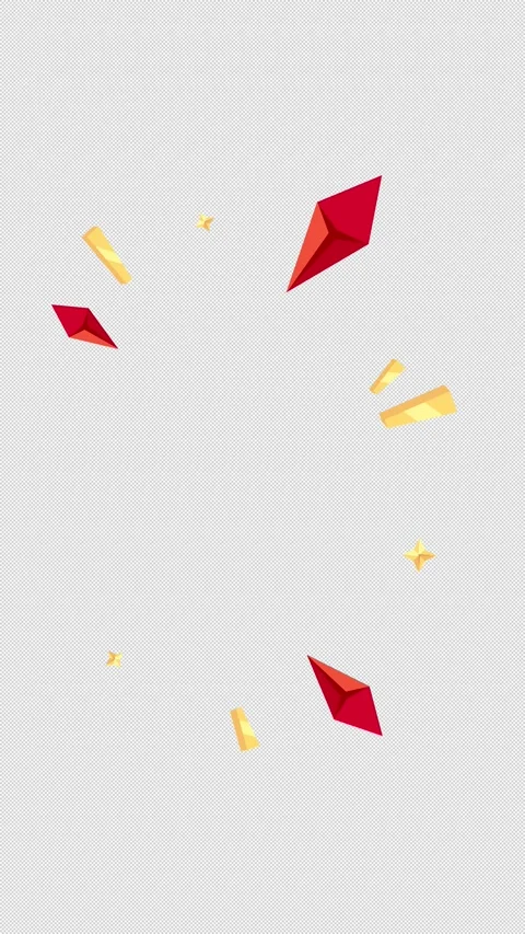 Jewel burst frame ruby and gold gemstone fragments radiating vertical animation Stock Footage 305239718