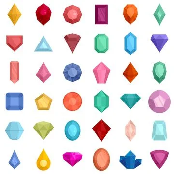 Jewel icons set flat vector isolated Illustrazione stock