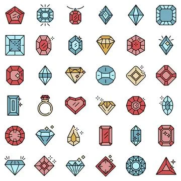 Jewel icons set vector flat Stockillustratie