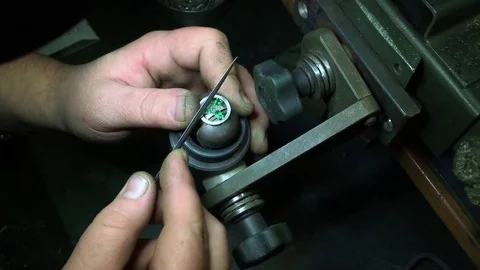 Jeweler makes a ring of silver in the workshop Stock Footage 72960513