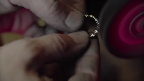 Jeweler Master. grinding the ring  Stock Footage 84692463