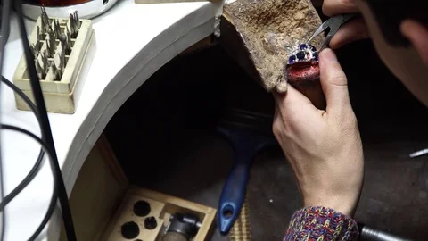 Jeweler work with gold Stock Footage 82525588
