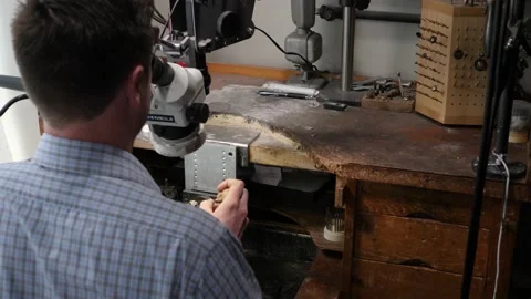 A Jeweler Is Working By The Microscope Stock Footage 132920856