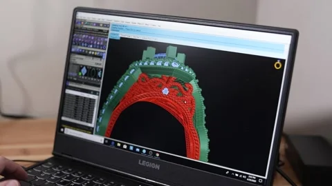 Jeweler Working With A Ring Design On A 3D Program Stock-Footage 133423532