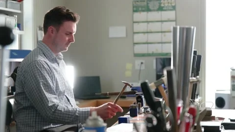 Jeweler Working With A Ring Inside Workshop Area Stock-Footage 132441819