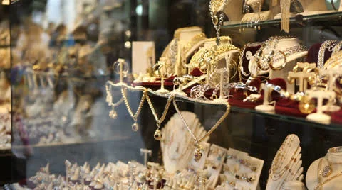 Jewellery on display Stock Footage 23540908