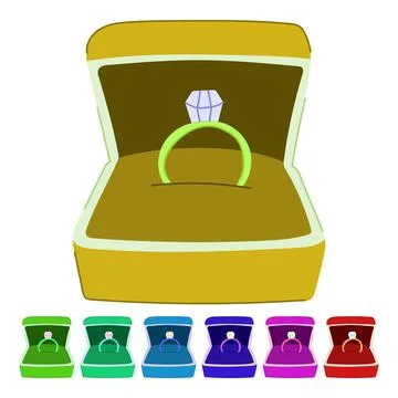 Jewellery proposal ring box vector cartoon graphic Stock Illustration