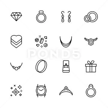 Jewelry and bijouterie icon simple symbols set. Contains icon gem ...