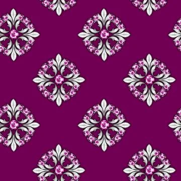 Jewelry background. Seamless pattern with round gemstones Stock Illustration