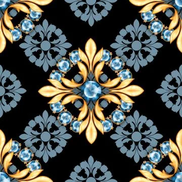 Jewelry background. Seamless pattern with round gemstones Stock Illustration