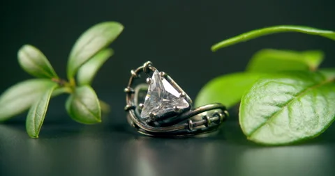 Jewelry with cubic zirconia of triangular shape. Stock Footage 165031605