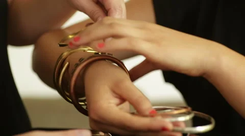 Jewelry designed bracelets Stock Footage 64674053