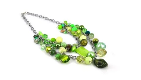 Jewelry green necklace Stock Photos