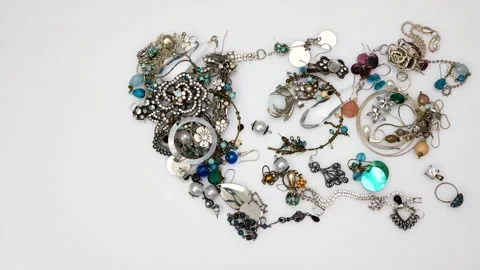 Jewelry heart pulled apart Stock Footage 146839973