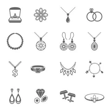 Jewelry icon black Stock Illustration