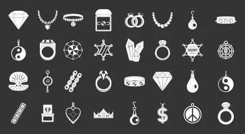 Jewelry icon set grey vector イラスト素材